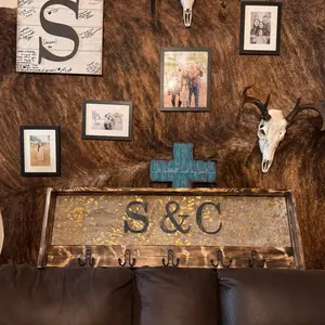 Cowhide Coat/Hat Rack - Genuine Cowhide, Customizable Options, Elegant Rustic Design, Multiple Hooks for Coats and Hats