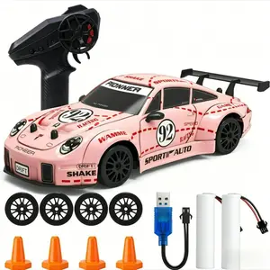 1:24 Scale RC Drift Car | 4WD 2.4GHz Proportional Control | Equipped with LED Lights, Drift Tires & Dual Rechargeable Batteries | Cool Professional RC Drift Toy Perfect for Gifting, Juneteenth Gift, Kids Summer Gifts, Toys for Boys and Girls