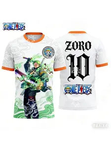 2026 Japanese Anime One Piece Zoro Graphic T-Shirt Football Jersey Sports Dry Quickly Men's T-Shirt Kid's Clothing Tee