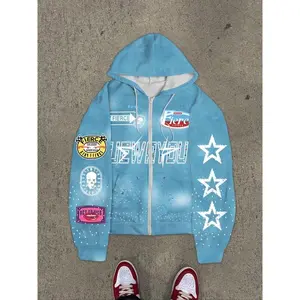 Men's Jacket Casual Streetwear Looks Zip-Up Hoodie with Fleece Lining Long Sleeve Comfortable Fall & Winter Preppy Style Sweatshirt with Front Pocket