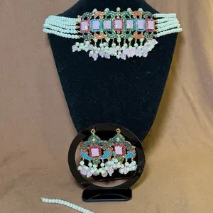 Pink With Multi Choker Set || Necklace set || Indian Jewelry || Pakistani Jewelry