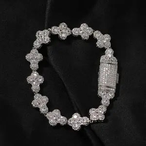 Moissanite Tennis Chain Necklace Bracelet 925 Sterling Silver Iced Star Cross Hip Hop Jewelry