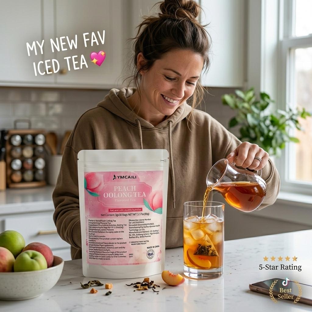 White Peach Oolong Tea Bags, 30 Count (90g) | Real White Peach & Premium Oolong Blend, Hot & Cold Brew Friendly, Natural Fruity Flavor Sachets