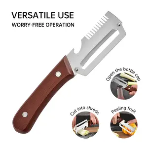 Three-In-One Peeler Slicer, Multi-Functional Bottle Opener with Peeling and Grating, Essential Kitchen Tool for Camping and Outdoor Cooking, Vegetable Grater