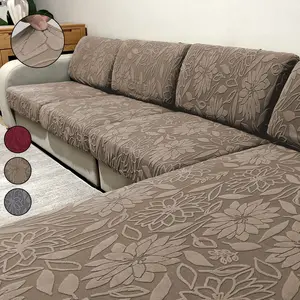 1 Piece Floral Jacquard Sofa Cushion Cover, Durable Elastic, All-Weather Protection, Non-Slip, Modern Style, Easy to Remove and Wash