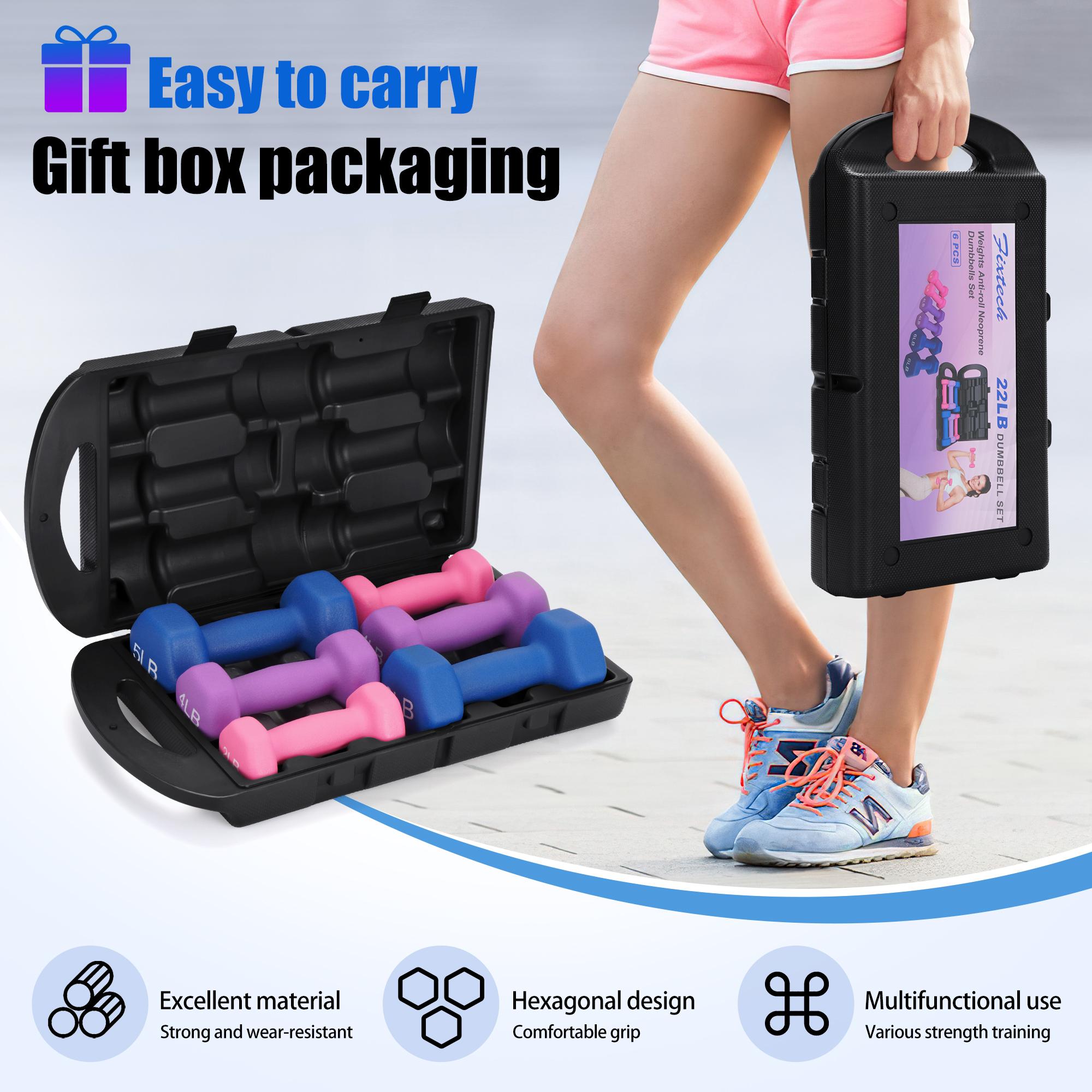 22LB Neoprene Dumbbell Set (6PCS) | Perfect for Home Fitness & Gifting