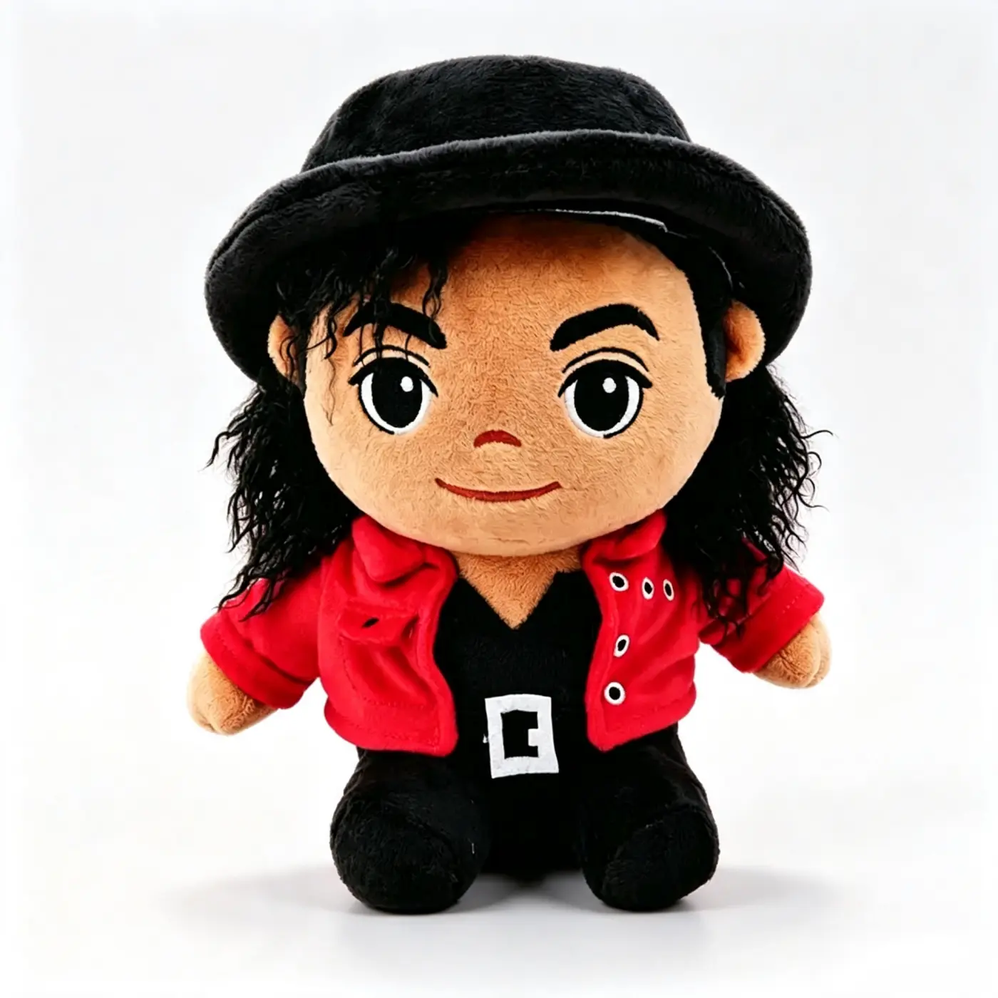 Michael Jackson Inspired Plush Doll, Soft Pop Star Stuffed Toy with Classic Red Jacket & Black Hat,little gifts for girls,plushies