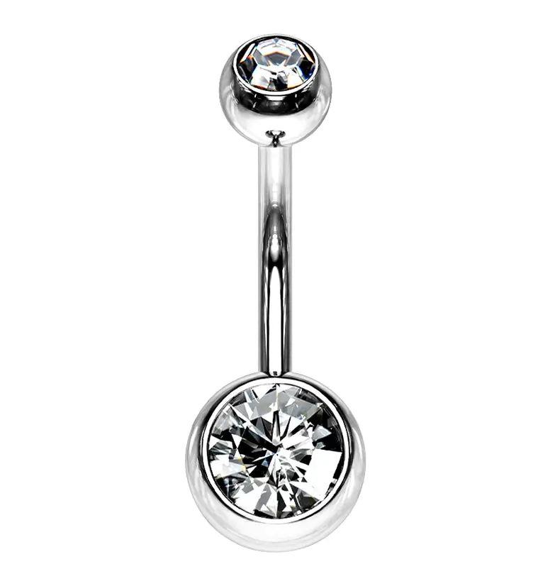 Clear Double CZ Belly Button Ring