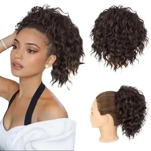 SummerVibes AISI HAIR Curly Drawstring Ponytail Extension for Women Soft Natural Synthetic Hairpiece For Daily Thick fluffy Loose Hair extensions