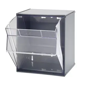 Quantum Storage QTB301GY Clear Tip Out Bins- Gray - 11.75 x 11.81 x 13.87 in.
