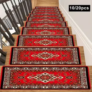 10-Piece Non-Slip Stair Mats, 8x30 Inches Washable Foldable Carpet, Anti-Mold, Durable, Safe for Seniors & Pets, Universal Setting, Boho Area Rug