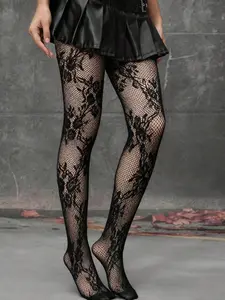 Women's Floral Fishnet Stockings, Transparent Net Socks, Fashionable Thin Underwear Pantyhose, Comfortable Daily Wear
