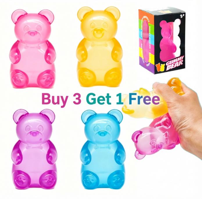 Gummy Bear Squishy Toy, Maltose Filled Slow Rebound Stress Relief Ball, Soft Squeeze Fidget for Anxiety, Sensory Decompression Toy for Kids & Adults