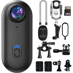 128G 4K Body Camera, Thumb Size Cam,Wearable Camera with 360°Rotatable Clip & Magnetic Clip,120 Minutes for Recording,Take for Lecture, Traveling,Pet Walking,Outdoors Activities