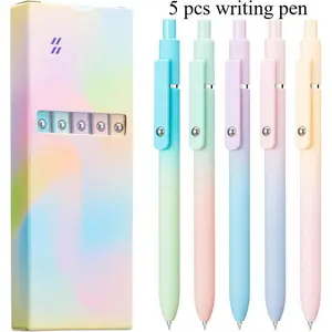 5-Pack Morandi Retro Color Click Pens - Smooth Writing For Students And Office Use