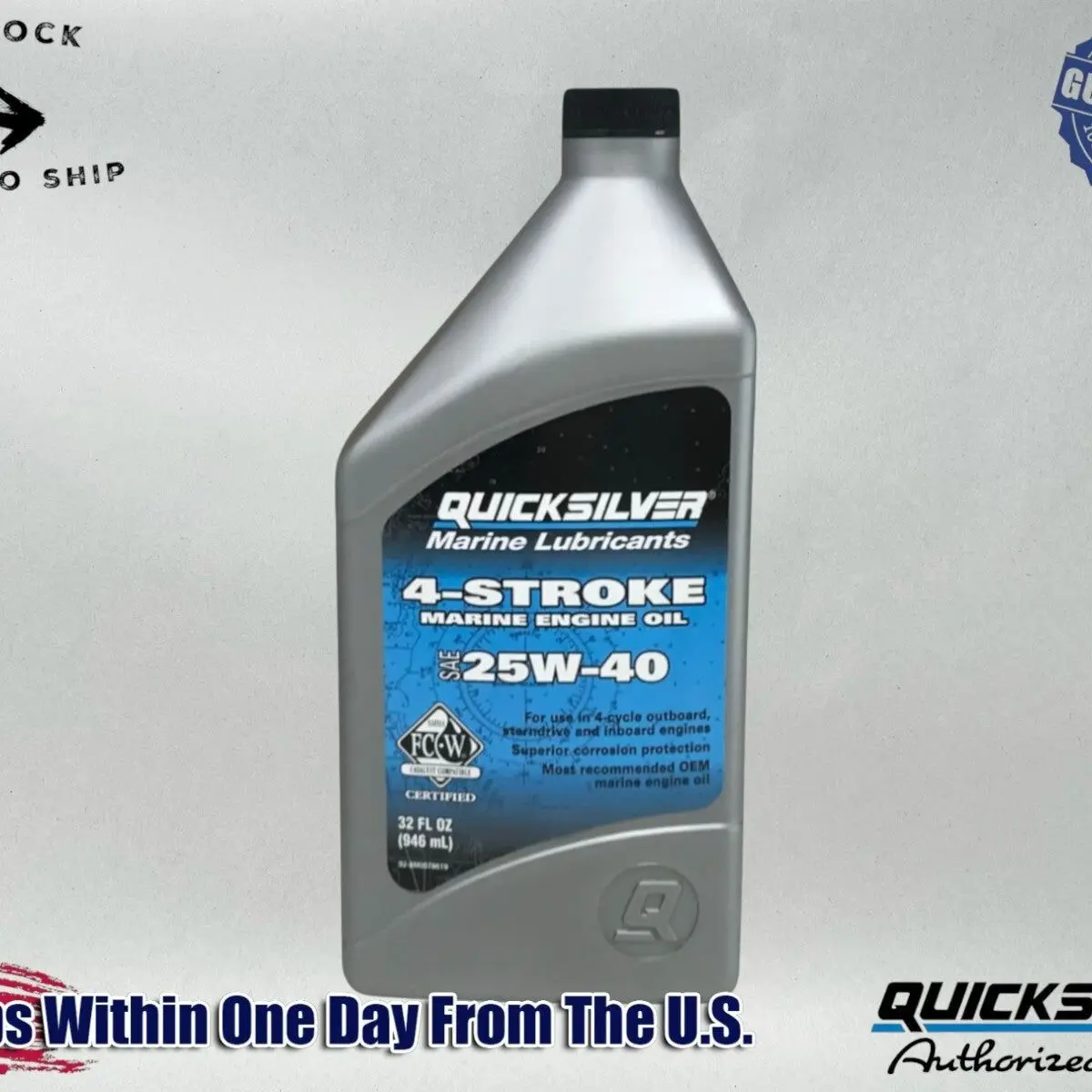 Quicksilver OEM 4 Stroke Standard Marine Engine Oil 25W40 Quart 92-8M0078619
