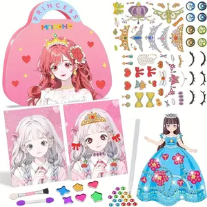 DIY Princess Dress Sticker Diamond Arts Colorful Painting Kit, 1 Set DIY Diamond Arts Colorful Painting Kit, DIY Decorative Art Picture for Beginner, Diamond Art Tools