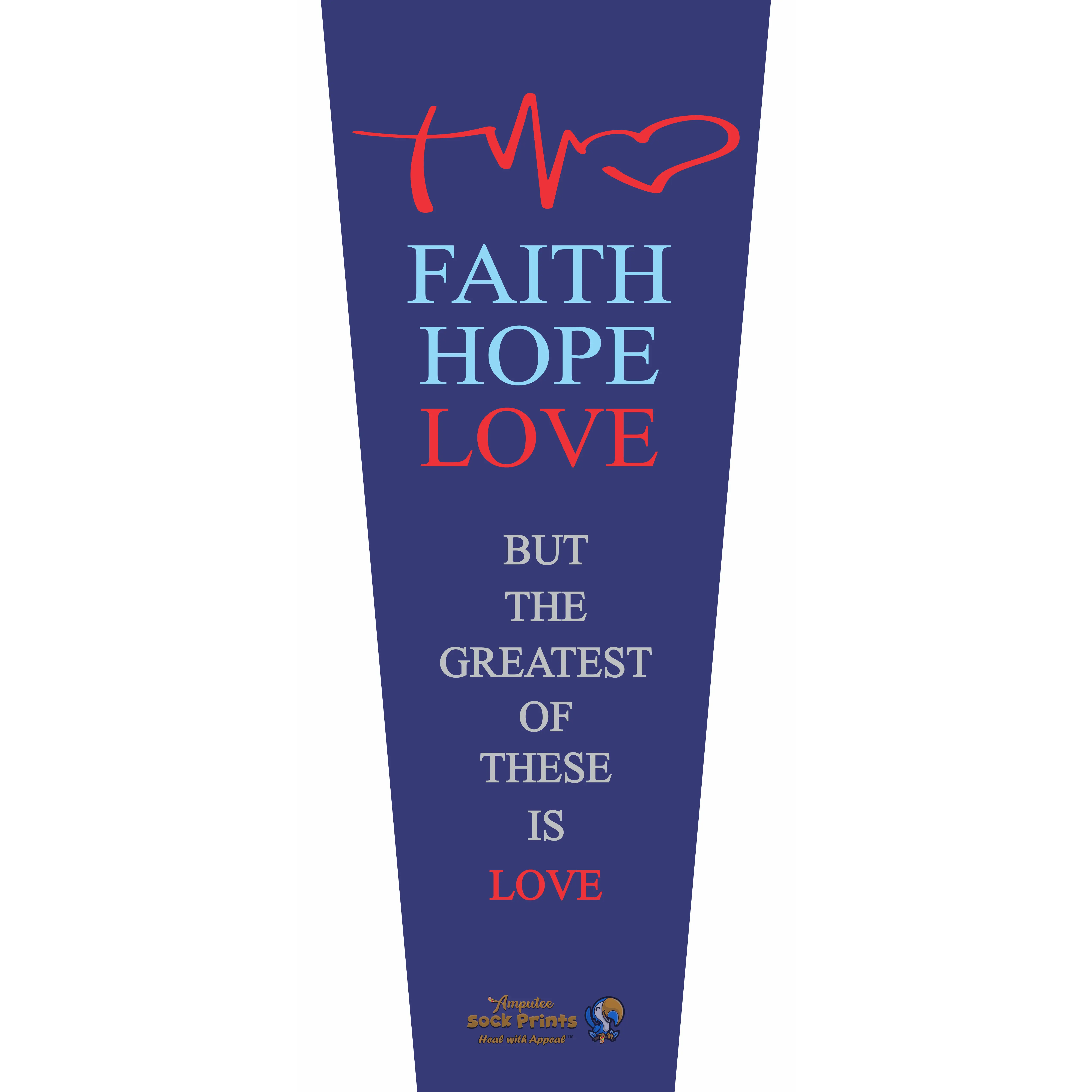 Women's 3-Ply Polyester Mix Prosthetic Socks - 'Faith Hope Love' Graphic Text, Elastic Fabric, Breathable, Custom Logo, Machine Washable, For Above-The-Knee (Atka) Amputees, Conforms