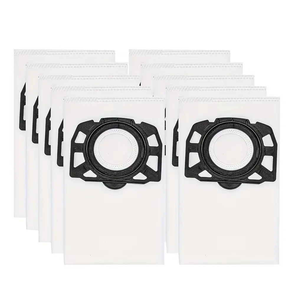 10-Pack Kfi 357 Vacuum Bags for Karcher Wd2 Plus/wd3/se4001, High-Efficiency Washable Dust Filters, Frame, Mesh Design, Replacement Parts