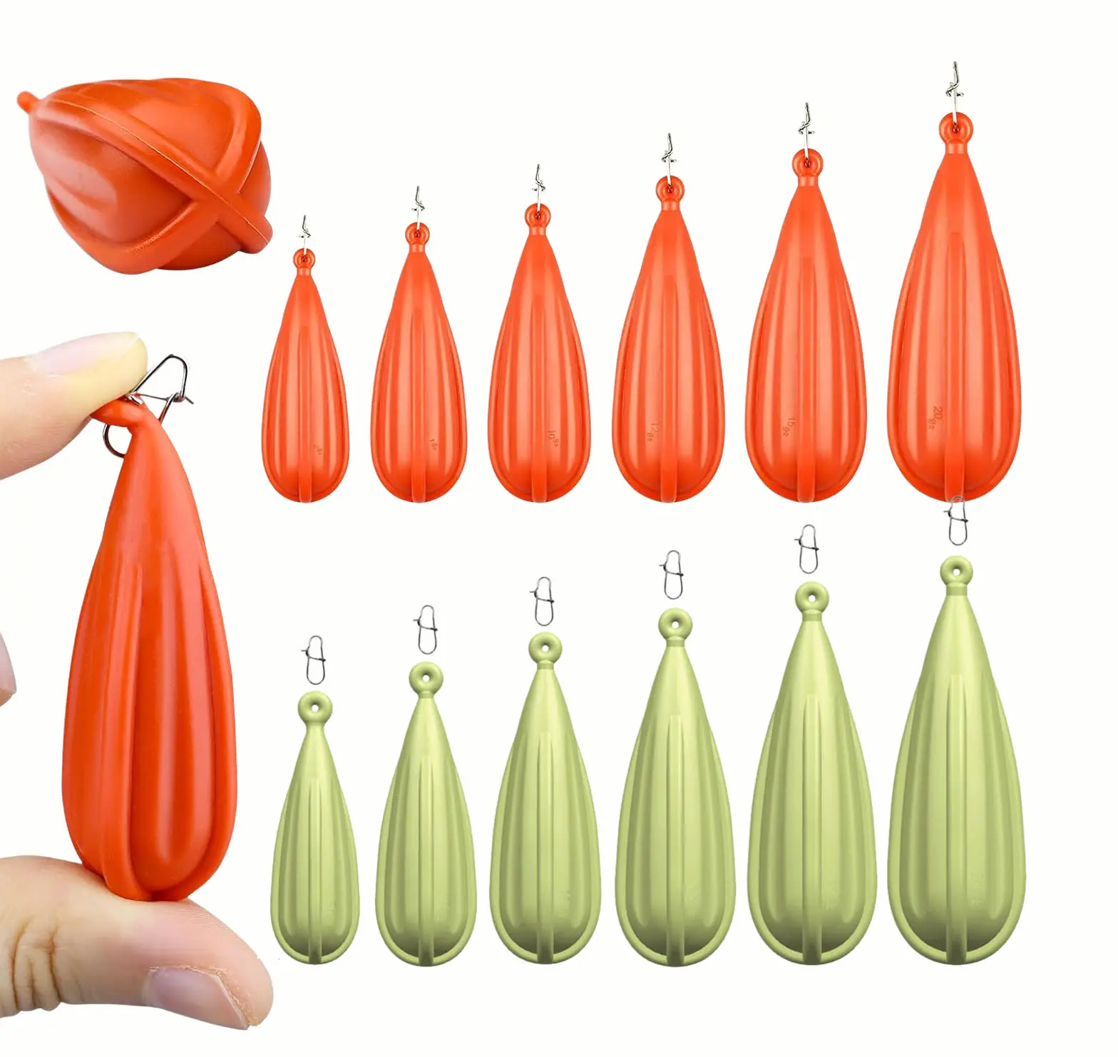 6 PCS Fishing Practice Plugs  6 Mixed Sizes Orange/Luminous Bait Casting Practice Plug, Suitable for Children to Improve Throwing Skills
