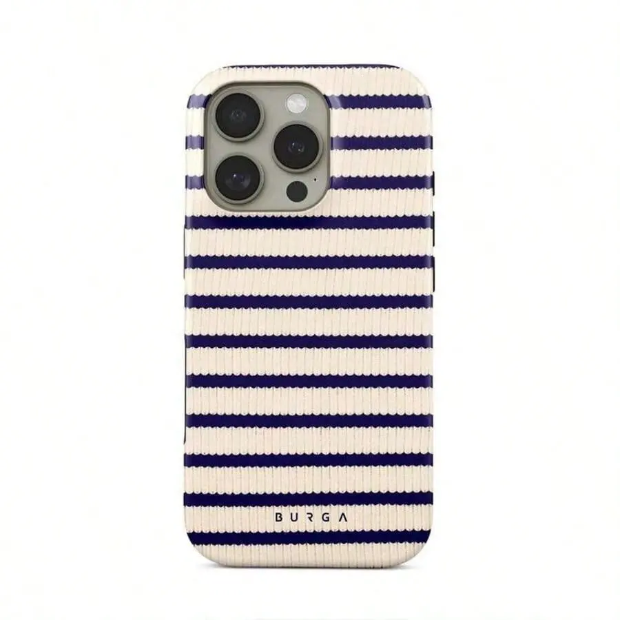Burgi TPU Material Vintage Navy Stripe Flexible Shell Smartphone Protector - Durable Cover for iPhone 12-17, Women's Holiday Tech Gift, Mixed Color 1 Accessory