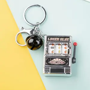 Kawaii Mini Fruit Slot Machine Keychain Pendant, Fun Lottery Game Charm, Casual Style, Perfect Gift Idea