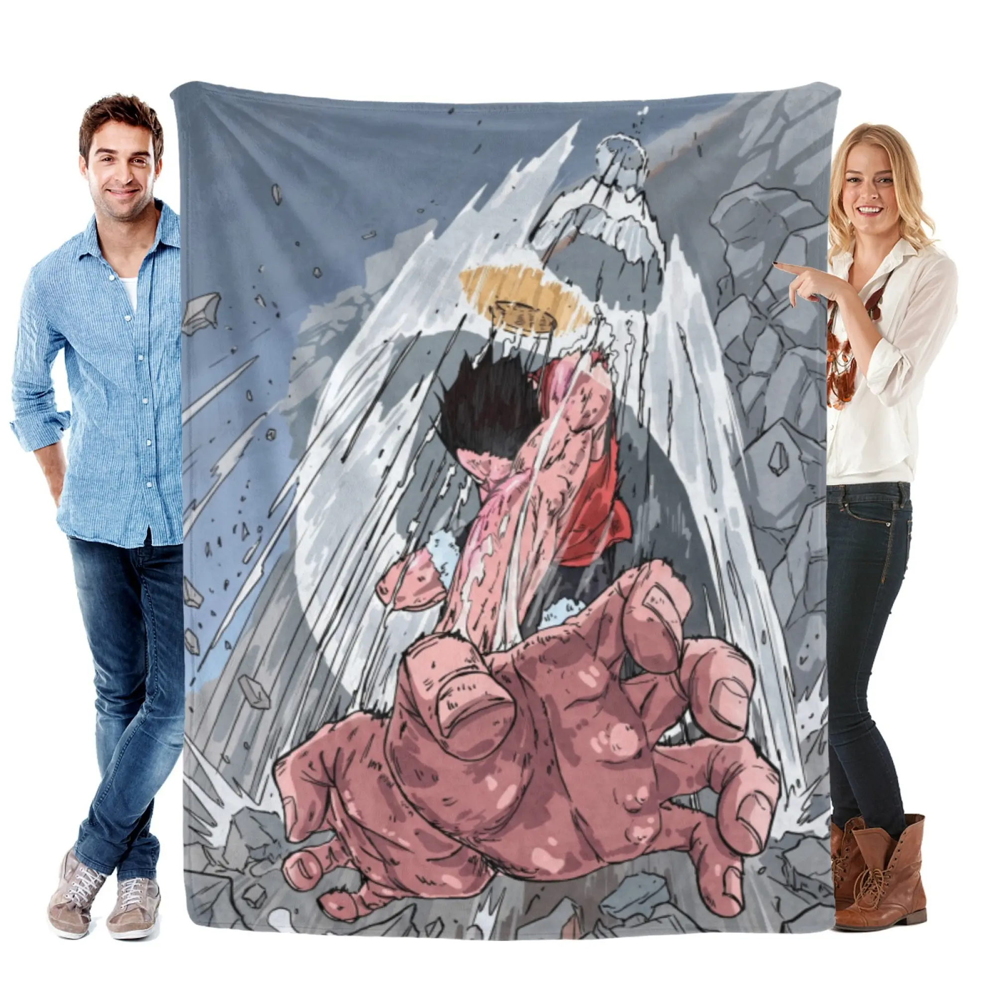 [SummerVibes] TOEI ANIMATION One Piece Luffy Gear 3 Flannel Blanket - Soft, Warm, Lightweight with Vibrant 2D Anime Design, Sofa, Bed, Office, Blanket for Couch