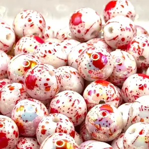Blood Splatter UV 16mm Acrylic Bead Set of 5