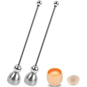 2 Pcs Egg Topper, Egg Shell Opener, Stainless Steel Egg Cracker Tool for Soft or Hard Boiled Egg, Egg Separator,Egg Cutter, Egg Cracker, Egg Shell Remover for Hard Raw Boiled Eggs,Egg Cracker Tool