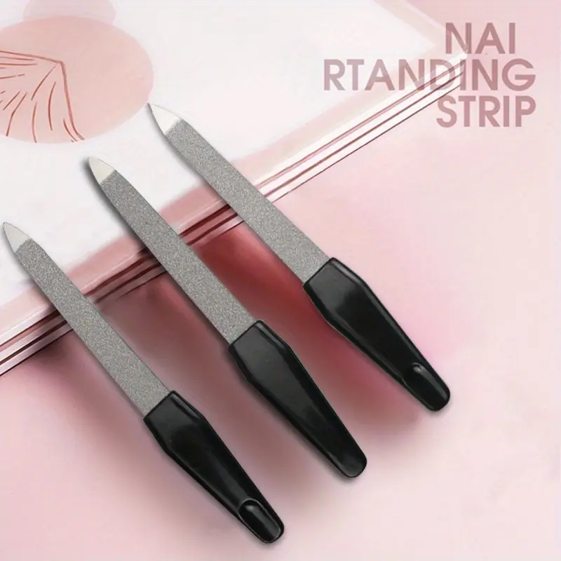 4pcs Nail File Set with Plastic Handle - Perfect for Manicure and Pedicure Grooming, Nail Care Tool