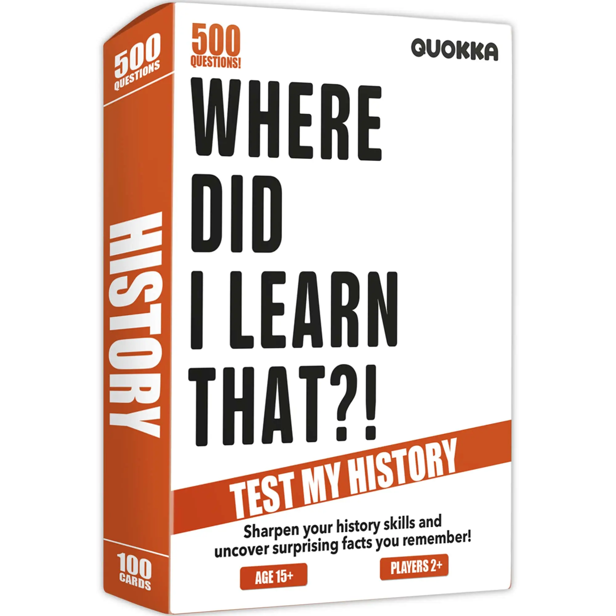 QUOKKA Trivia Card Game - Where Did You Learn That? with 500 History Quiz Questions, Family Game, Tabletop Activity for Ages 15+, Tabletop Games