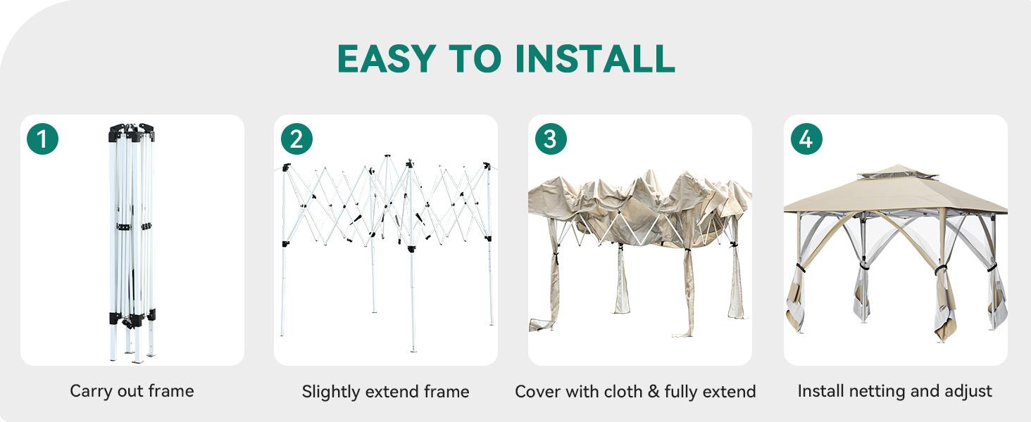 Yitahome Up to 8 Person Instant Pop-up Canopy Outdoor Patio Gazebo Tent w/ Mesh Nettings