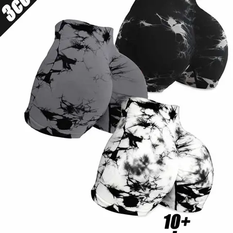 Women's Summer High Waist Sports Shorts, Seamless Tie-Dye Print Tight Shorts, Fitness & Yoga Shorts, Butt Lifting & Tummy Control Shorts, Activewear Shorts, Athletic Yoga Shorts, Gym Workout Shorts, Athleisure Street Shorts, Workout Exercise Shorts
