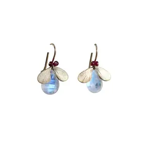 Rainbow Moonstone Bug Earrings