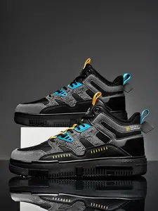 Men's Casual Fashion Breathable Sneakers, High-Top Board Shoes for Teens, Premium Thick Sole Height Increasing Retro Style, All Seasons Wear