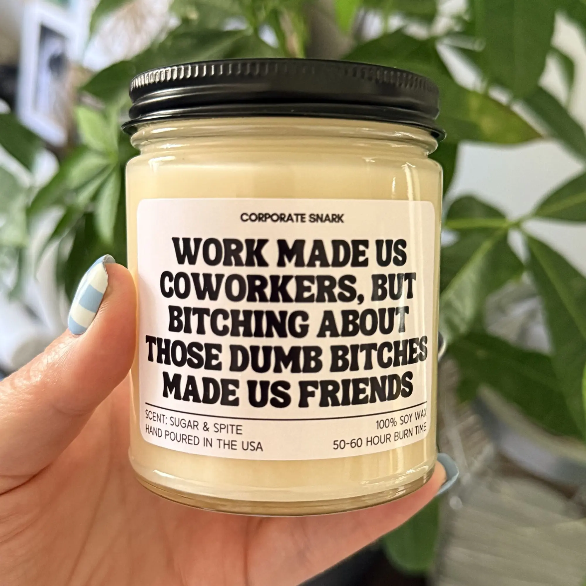 Work Made Us Coworkers Candle - 100% Natural Soy Wax Blend, 100% Cotton Wick, 2.8" x 3.5" Glass Jar, 50-60 Hours Burn Time, Snarky & Relatable Gift