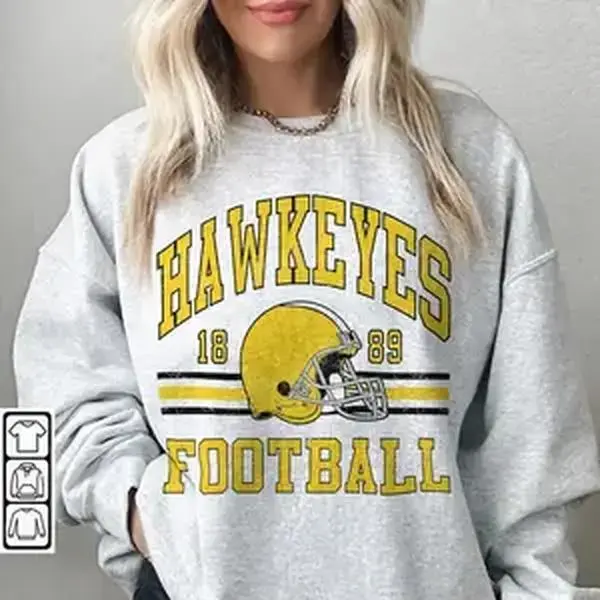 Iowa Football Sweatshirt, Shirt Retro Style 90s Vintage Unisex Crewneck Football Bootleg Sweater – Hawkeyes Sports Fan Gift
