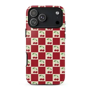 CHERRY CHECK Phone Case | Red Checkered Cherry Pattern | Cute Retro Aesthetic iPhone 17 16 15 14 13 Pro Max MagSafe Case