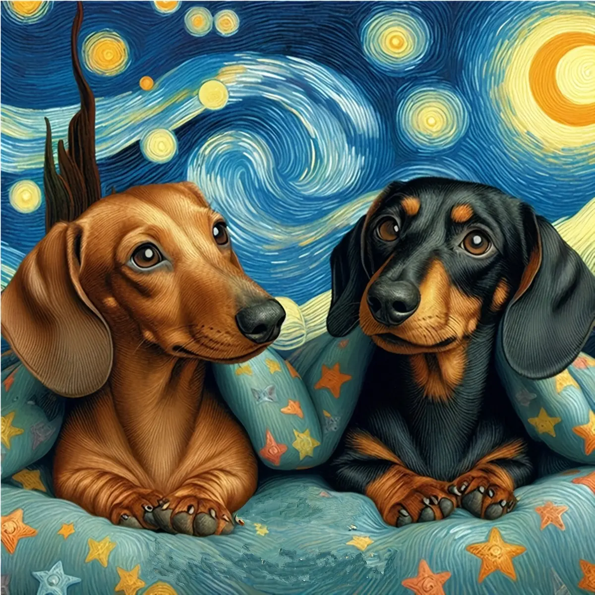 DIY 5D Diamond Painting Kit - Starry Night Dachshund Dog, Full Drill Round Acrylic Diamonds, Whimsical Animal Art Craft, Ideal Handmade Gift, Handicraft, DIY Craft Kit, Diy Craft Supplies|Whimsical Artwork|Acrylic Diamond Art