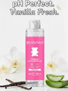 Bearvana PH Balanced Shower Feminine Wash - Large Bottle (250mL) – Daily Gentle Cleanser - Odor Control - Hint of Vanilla Scent - Daily Shower Gel