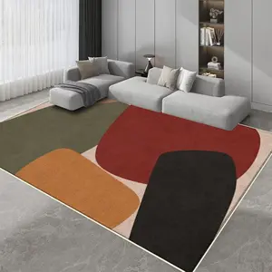 Velvet Rug with Simple Design Elements, Interchangeable Deep and Light Colors, Soft and Comfortable, Ideal for Living Room and Bedroom, Modern Abstract Rug