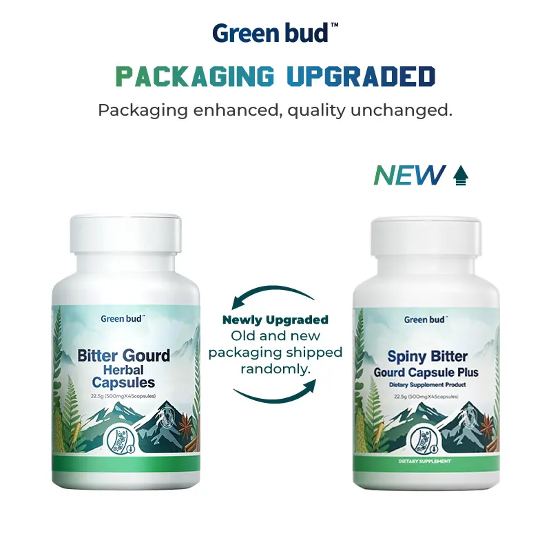 Green Bud 1 Bitter Gourd Herbal Capsules Contain Extracts of Bitter Gourd, Cinnamon, Ginseng, and Mulberry Leaves, etc.