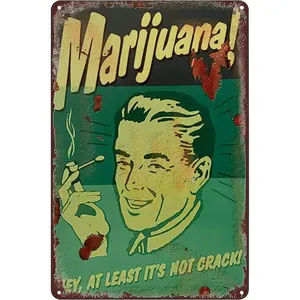 retro sign marijuana hey at least it won't crack funny weed marijuana room drug gift guys promotional smoking stoner cooler stone logo bud marijuana head wall decoration art