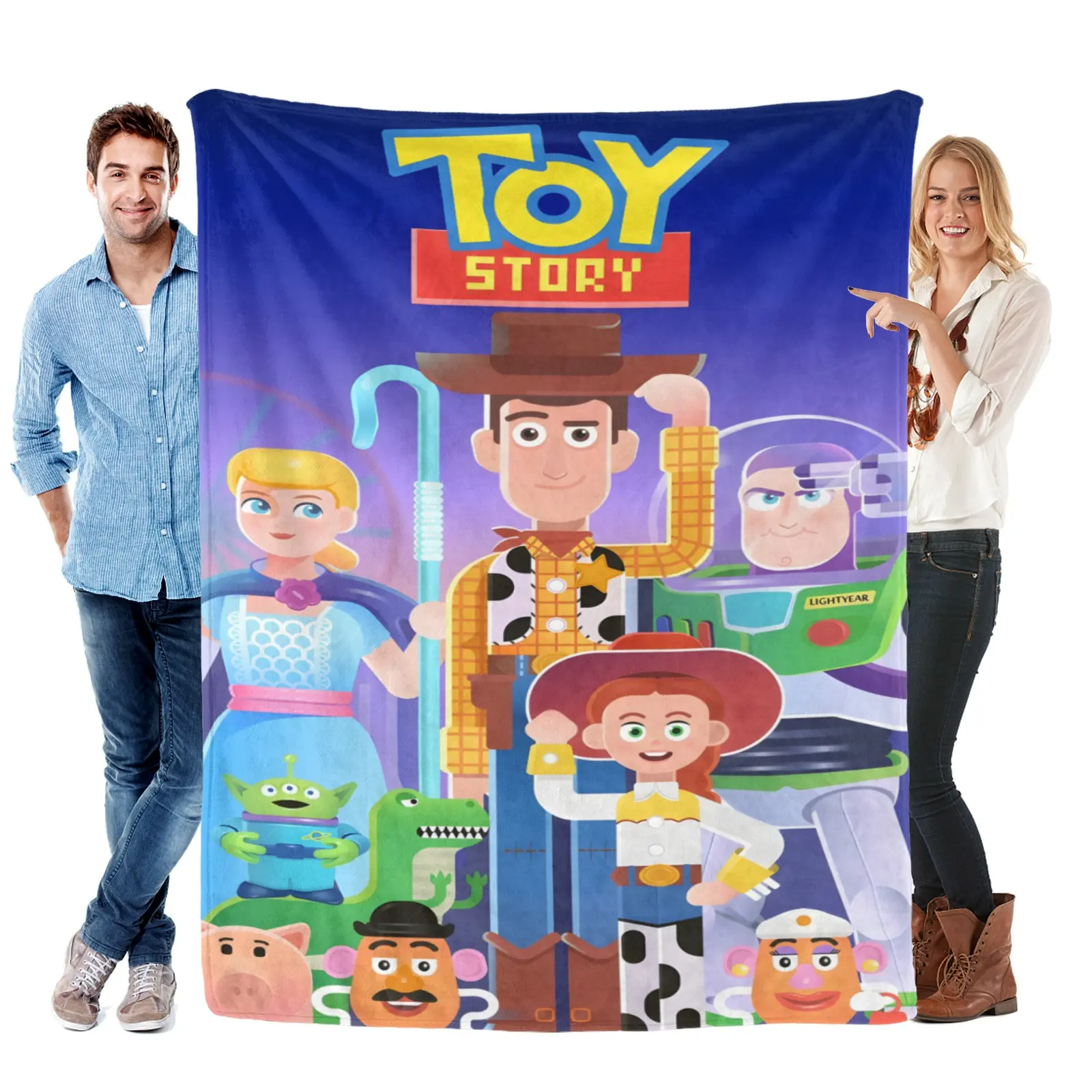 DISNEY CLASSIC Toy Story Main Characters Flannel Blanket - Ultra Soft Cozy Throw with Woody, Buzz Lightyear, Jessie & Friends, Lightweight Cartoon Blanket for Kids Adults, Bed, Couch & Travel