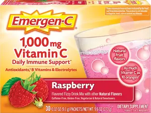 1000mg Vitamin C Immune Support Powder Raspberry 30 Count Includes Zinc Manganese 7 B Vitamins and Electrolytes for Immune Defense and Energy Support Daily Antioxidant and Mineral Drink Mix for Wellness and Hydration Single Serve Packets