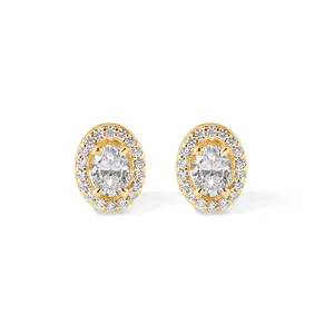 14K Gold Oval Stud Earrings with 1.50 Carat Diamond Delicate Eye-Catching Effortless Elegance Sparkle
