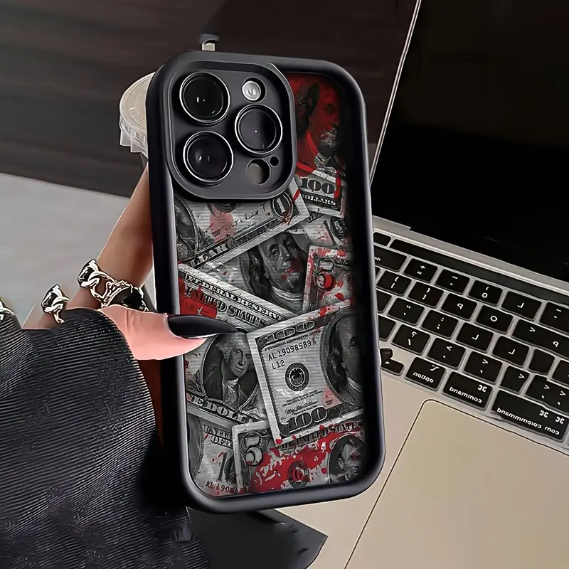 Flexible TPU Protective Smartphone Case - Trendy Black Dollar Pattern Casing, Shockproof, Anti-Drop, Full Coverage for iOS iPhone XS,11,12,13,14,15,16,17 Pro Max, Stylish Streetwear Gift Mobile Phone Accessories