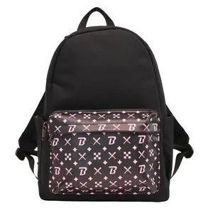 Blazy Susan Locking Stash Backpack, Black | Pink Icon Design on Faux Leather | Sealed Zipper - Smell Proof