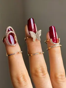 3pc Vintage Exquisite Luxurious Gorgeous Unique Nail Cover Ring Vintage Spoon Ring for Woman  Daily Beach Vacation Music Festival Party Halloween Christmas Day ，Gift for Her