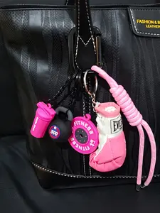 Gym Bag Charm, Stylish Playful Charm, High Quality Durable Dumbbells, Barbell Plates, Boxing Gloves, And Other Accessories For Decoration And Hanging Ornaments Versatile Multiple Colors Available Keychain, Stylish Backpack Charm, Street Style Charm